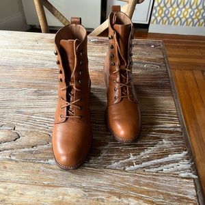 Madewell Patti lace up boots in English saddle